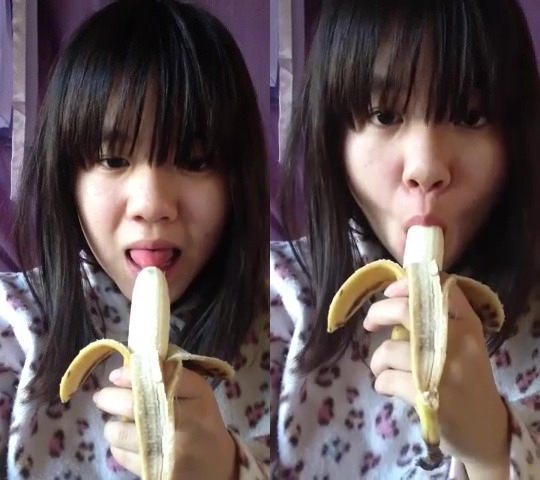 女の子はバナナを食べるのが好き